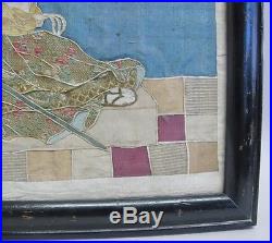 18th C. Silk & Gilt Thread Needlework Panel MARY MAGDALENE Christian antique