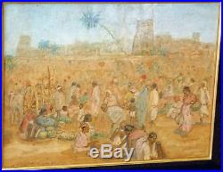 1918 English Mixed Media Painting Madura Market by Charles Bartlett (Uem)