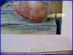 1975 Original SAMUEL BAK Mixed Media Painting PEARS 22 x 29