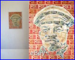 1990s USSR Paper Money RUBLE Mosaic Collage LENIN Soviet Russian Painting Poster