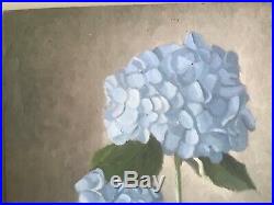 2 Vintage Original Paintings Hydrangea Flowers Oil Acrylic on Board Mixed Media