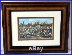 5 Mixed Media Watercolor Painting Signed Judy Hartsfield Cotton Field Harvest