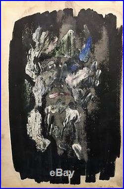 AVNI ARBAS 20th c. Turkish Modernist MIXED MEDIA PAINTING Abstract Portrait Man