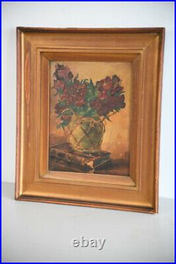 A C Harris Still Life Oil Painting Vase Flowers