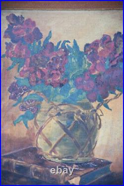 A C Harris Still Life Oil Painting Vase Flowers