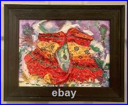 Abstract 3D, Contemporary, 12x10, Original Oil Painting, Framed, Red