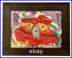 Abstract 3D, Contemporary, 12x10, Original Oil Painting, Framed, Reds