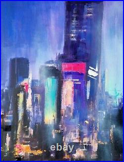 Abstract Cybercities 2 Original Mixed Media Painting on Canvas Board
