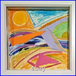Abstract Seascape Collage Mixed Media Painting Original Nigel Waters Now Framed