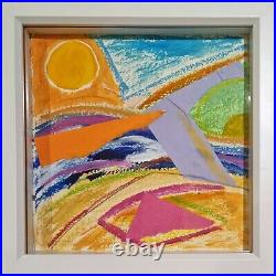 Abstract Seascape Collage Mixed Media Painting Original Nigel Waters Now Framed