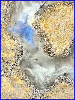 Abstract Wall Art Mixed Media Liquid Metal Texture & Resin Original #001