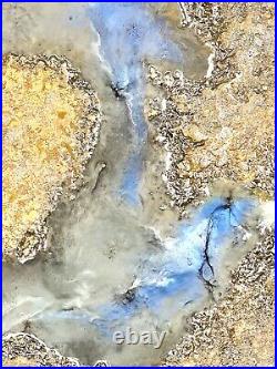 Abstract Wall Art Mixed Media Liquid Metal Texture & Resin Original #001