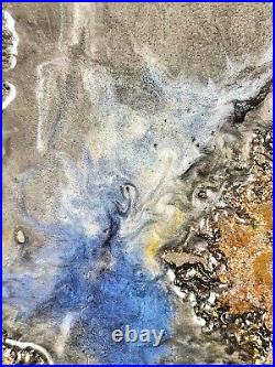 Abstract Wall Art Mixed Media Liquid Metal Texture & Resin Original #001