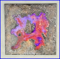 Abstract Wall Art Mixed Media Liquid Metal Texture & Resin Original #003