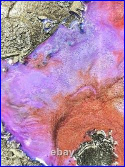 Abstract Wall Art Mixed Media Liquid Metal Texture & Resin Original #003