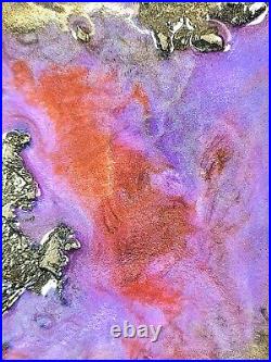 Abstract Wall Art Mixed Media Liquid Metal Texture & Resin Original #003