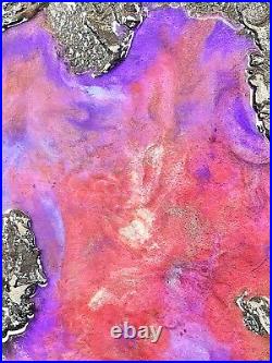 Abstract Wall Art Mixed Media Liquid Metal Texture & Resin Original #003