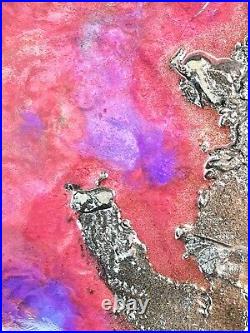 Abstract Wall Art Mixed Media Liquid Metal Texture & Resin Original #003