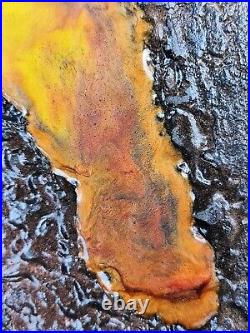 Abstract Wall Art Mixed Media Liquid Metal Texture & Resin Original #004