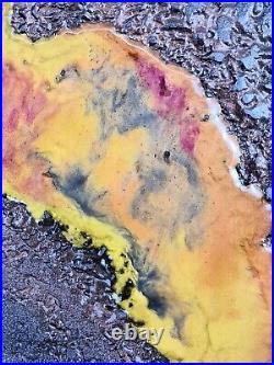 Abstract Wall Art Mixed Media Liquid Metal Texture & Resin Original #004