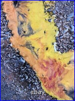 Abstract Wall Art Mixed Media Liquid Metal Texture & Resin Original #004