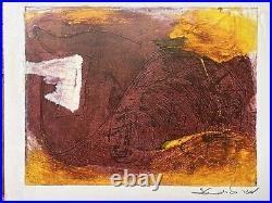 Abstract mixed media middle eastern indian M F Husain, Raza era