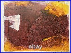 Abstract mixed media middle eastern indian M F Husain, Raza era