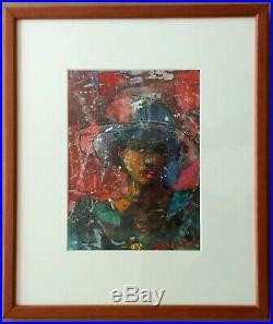 African American Abstract Art Mixed Media on Paper by Louis Delsarte