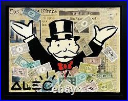 Alec Monopoly Make It Rain 2013 Original Mixed Media 18 X 24 Gallart