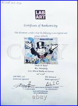 Alec Monopoly Make It Rain 2013 Original Mixed Media 18 X 24 Gallart
