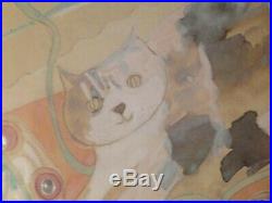 An Original Ponckle Mixed Media Painting Of Boris The Cat Cornish Art St Ives