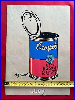 Andy Warhol painting on old paper (Handmade) signed and stamped mixed media -ART