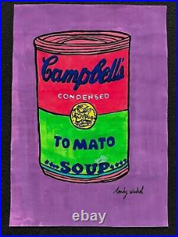 Andy Warhol painting on paper (Handmade) signed and stamped mixed media