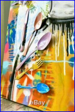 Anthony Bourdain Eat Well Original Painting Pop Modern Signed Art Chef Cook