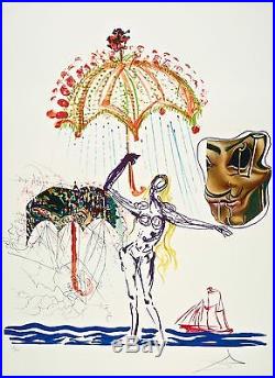 Anti-Umbrella with Atomized Liquid, Limited Edition Litho & Collage, Salvador Dali