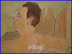 Antique MID Century Modern American Listed Male Nude Large Gay Int Oil Painting
