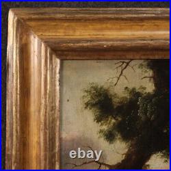 Antique bucolic painting framework oil on canvas landscape 17th century 600