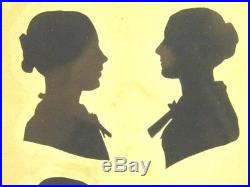 Antique cut paper silhouette portrait of 4 ladies family group Victorian England