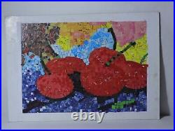 Apples In Collage Art Egyptian Project Painting Signed Original Mixed Media Art