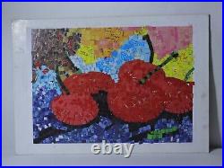 Apples In Collage Art Egyptian Project Painting Signed Original Mixed Media Art