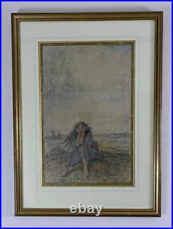 Archibald Standish Hartrick (1864-1950) Mixed Media Drawing Lady In Landscape