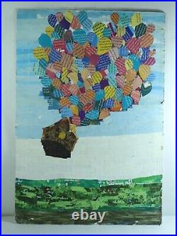 Art Collage Painting Zeppelin Balloon Mixed Media Printed Papers Collage Project