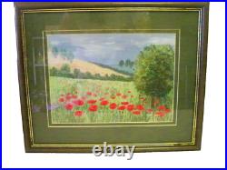 Art Sale -Original Stump Work Painting by the Artist Mary Broughton poppies