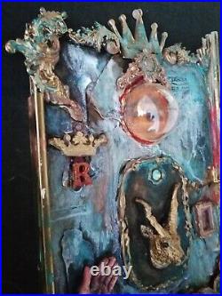Art assemblage contemporary painting sculpture mixed media capricorn animals eye