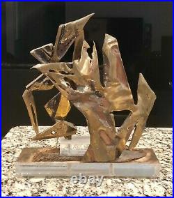 Awesome Very Heavy Esther Fuhrman Abstract Bronze Sculpture On Acrylic Base