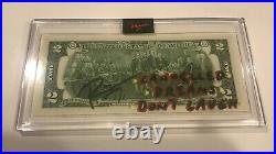 BANKSY WAS HERE Concept Rency Art Gold Diamond Dust $2 Bill Hand Signed #1 of 1