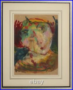 BIAGIO PINTO-Philly/Barnes Modernist-Original Signed Mixed Media-Female Portrait