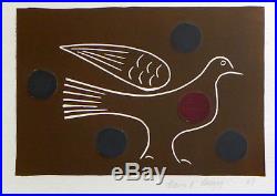 BREON O'CASEY BIRD Linocut and painted collage St Ives Art