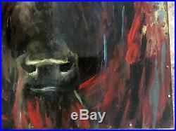 BUFFALO Wild WEST Collage Original mixed media oil Painting Antique COLLECTOR