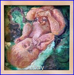 Baby, 11x11, Original Mixed Media Painting, Signed, Framed